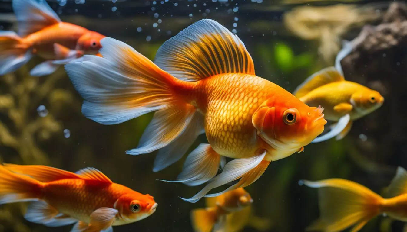 A vibrant goldfish swimming in a well-maintained aquarium.