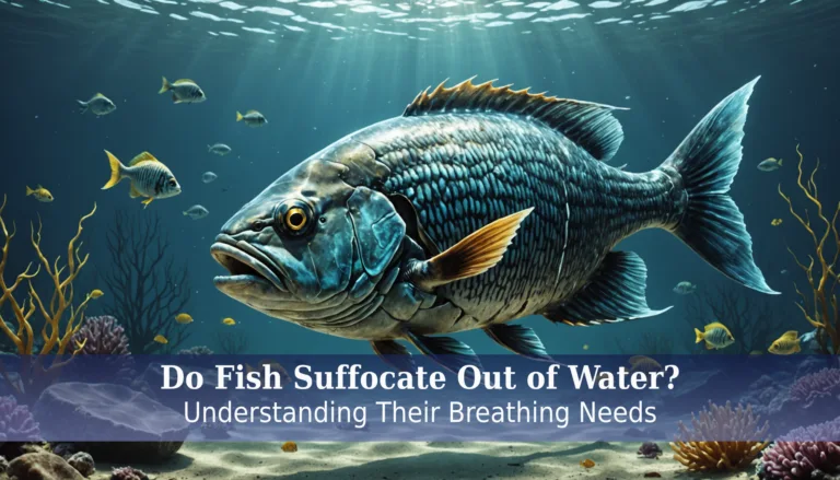 A large fish swims underwater, surrounded by smaller fish and vibrant coral. Text overlay reads: 
