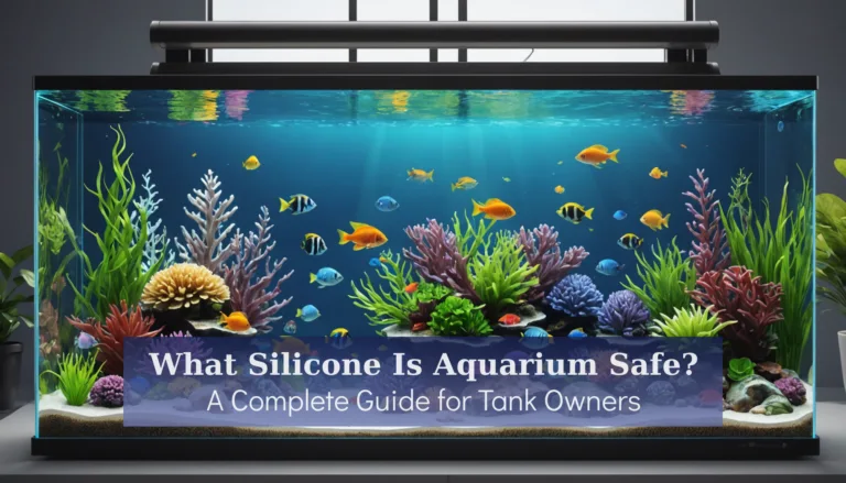A vibrant aquarium teeming with colorful fish and corals. The text reads, 